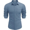 image:imageCOOFANDY Mens Long Sleeve Button Down Shirts Casual Untucked Shirts for Men Dress Shirts Beach Wedding ShirtsGrey Blue