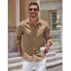 image:imageCOOFANDY Mens Long Sleeve Button Down Shirts Casual Untucked Shirts for Men Dress Shirts Beach Wedding ShirtsKhaki