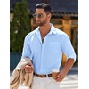 image:imageCOOFANDY Mens Long Sleeve Button Down Shirts Casual Untucked Shirts for Men Dress Shirts Beach Wedding ShirtsLight Blue