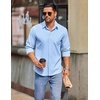 image:imageCOOFANDY Mens Long Sleeve Button Down Shirts Casual Untucked Shirts for Men Dress Shirts Beach Wedding ShirtsLight Blue