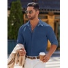 image:imageCOOFANDY Mens Long Sleeve Button Down Shirts Casual Untucked Shirts for Men Dress Shirts Beach Wedding ShirtsNavy Blue