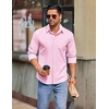 image:imageCOOFANDY Mens Long Sleeve Button Down Shirts Casual Untucked Shirts for Men Dress Shirts Beach Wedding ShirtsPink