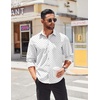 image:imageCOOFANDY Mens Long Sleeve Button Down Shirts Casual Untucked Shirts for Men Dress Shirts Beach Wedding ShirtsWhite Semicircle