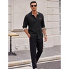 image:imageCOOFANDY Mens Long Sleeve Casual Button Down Shirts Untucked Shirts Plaid Collar Vintage Denim ShirtBlack