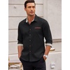 image:imageCOOFANDY Mens Long Sleeve Casual Button Down Shirts Untucked Shirts Plaid Collar Vintage Denim ShirtBlack