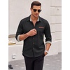 image:imageCOOFANDY Mens Long Sleeve Casual Button Down Shirts Untucked Shirts Plaid Collar Vintage Denim ShirtBlack