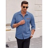 image:imageCOOFANDY Mens Long Sleeve Casual Button Down Shirts Untucked Shirts Plaid Collar Vintage Denim ShirtBlue