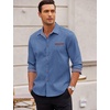 image:imageCOOFANDY Mens Long Sleeve Casual Button Down Shirts Untucked Shirts Plaid Collar Vintage Denim ShirtBlue