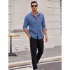 image:imageCOOFANDY Mens Long Sleeve Casual Button Down Shirts Untucked Shirts Plaid Collar Vintage Denim ShirtBlue