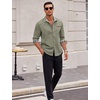image:imageCOOFANDY Mens Long Sleeve Casual Button Down Shirts Untucked Shirts Plaid Collar Vintage Denim ShirtGreen