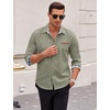 image:imageCOOFANDY Mens Long Sleeve Casual Button Down Shirts Untucked Shirts Plaid Collar Vintage Denim ShirtGreen