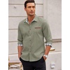 image:imageCOOFANDY Mens Long Sleeve Casual Button Down Shirts Untucked Shirts Plaid Collar Vintage Denim ShirtGreen