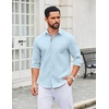 image:imageCOOFANDY Mens Long Sleeve Casual Button Down Shirts Untucked Shirts for Men Regular Fit Dress ShirtBeau Blue