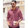 image:imageCOOFANDY Mens Long Sleeve Casual Button Down Shirts Untucked Shirts for Men Regular Fit Dress ShirtPurple Red