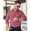 image:imageCOOFANDY Mens Long Sleeve Casual Button Down Shirts Untucked Shirts for Men Regular Fit Dress ShirtPurple Red