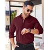 image:imageCOOFANDY Mens Long Sleeve Casual Button Down Shirts Untucked Shirts for Men Regular Fit Dress ShirtRisk Red