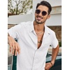 image:imageCOOFANDY Mens Short Sleeve Button Down Shirts Casual Linen Shirts for Men Textured Summer Beach ShirtWhite