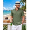 image:imageCOOFANDY Mens Short Sleeve Button Down Shirts Casual Summer Shirts Linen Beach Shirt with PocketArmy Green