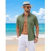 image:imageCOOFANDY Mens Short Sleeve Button Down Shirts Casual Summer Shirts Linen Beach Shirt with PocketArmy Green