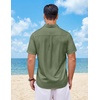 image:imageCOOFANDY Mens Short Sleeve Button Down Shirts Casual Summer Shirts Linen Beach Shirt with PocketArmy Green