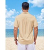 image:imageCOOFANDY Mens Short Sleeve Button Down Shirts Casual Summer Shirts Linen Beach Shirt with PocketBeige
