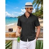 image:imageCOOFANDY Mens Short Sleeve Button Down Shirts Casual Summer Shirts Linen Beach Shirt with PocketBlack