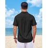 image:imageCOOFANDY Mens Short Sleeve Button Down Shirts Casual Summer Shirts Linen Beach Shirt with PocketBlack