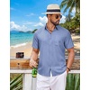image:imageCOOFANDY Mens Short Sleeve Button Down Shirts Casual Summer Shirts Linen Beach Shirt with PocketBlue