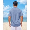 image:imageCOOFANDY Mens Short Sleeve Button Down Shirts Casual Summer Shirts Linen Beach Shirt with PocketBlue