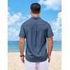 image:imageCOOFANDY Mens Short Sleeve Button Down Shirts Casual Summer Shirts Linen Beach Shirt with PocketDark Blue