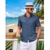 image:imageCOOFANDY Mens Short Sleeve Button Down Shirts Casual Summer Shirts Linen Beach Shirt with PocketDark Blue