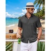 image:imageCOOFANDY Mens Short Sleeve Button Down Shirts Casual Summer Shirts Linen Beach Shirt with PocketDark Grey