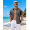 image:imageCOOFANDY Mens Short Sleeve Button Down Shirts Casual Summer Shirts Linen Beach Shirt with PocketDark Grey