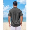 image:imageCOOFANDY Mens Short Sleeve Button Down Shirts Casual Summer Shirts Linen Beach Shirt with PocketDark Grey