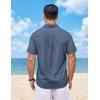 image:imageCOOFANDY Mens Short Sleeve Button Down Shirts Casual Summer Shirts Linen Beach Shirt with PocketDenim Blue