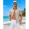 image:imageCOOFANDY Mens Short Sleeve Button Down Shirts Casual Summer Shirts Linen Beach Shirt with PocketKhaki