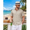 image:imageCOOFANDY Mens Short Sleeve Button Down Shirts Casual Summer Shirts Linen Beach Shirt with PocketKhaki