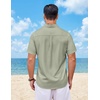 image:imageCOOFANDY Mens Short Sleeve Button Down Shirts Casual Summer Shirts Linen Beach Shirt with PocketLight Green