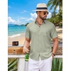 image:imageCOOFANDY Mens Short Sleeve Button Down Shirts Casual Summer Shirts Linen Beach Shirt with PocketLight Green