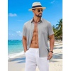 image:imageCOOFANDY Mens Short Sleeve Button Down Shirts Casual Summer Shirts Linen Beach Shirt with PocketLight Grey