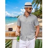 image:imageCOOFANDY Mens Short Sleeve Button Down Shirts Casual Summer Shirts Linen Beach Shirt with PocketLight Grey