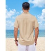 image:imageCOOFANDY Mens Short Sleeve Button Down Shirts Casual Summer Shirts Linen Beach Shirt with PocketLight Khaki