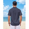 image:imageCOOFANDY Mens Short Sleeve Button Down Shirts Casual Summer Shirts Linen Beach Shirt with PocketNavy Blue