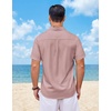 image:imageCOOFANDY Mens Short Sleeve Button Down Shirts Casual Summer Shirts Linen Beach Shirt with PocketPink