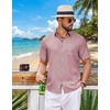 image:imageCOOFANDY Mens Short Sleeve Button Down Shirts Casual Summer Shirts Linen Beach Shirt with PocketPink