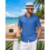 image:imageCOOFANDY Mens Short Sleeve Button Down Shirts Casual Summer Shirts Linen Beach Shirt with PocketRoyal Blue
