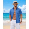 image:imageCOOFANDY Mens Short Sleeve Button Down Shirts Casual Summer Shirts Linen Beach Shirt with PocketRoyal Blue