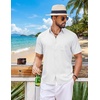 image:imageCOOFANDY Mens Short Sleeve Button Down Shirts Casual Summer Shirts Linen Beach Shirt with PocketWhite