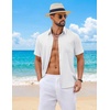 image:imageCOOFANDY Mens Short Sleeve Button Down Shirts Casual Summer Shirts Linen Beach Shirt with PocketWhite