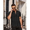 image:imageCOOFANDY Mens Short Sleeve Button Down Shirts Wrinkle Free Dress Shirts Casual Polka Dot Print Shirt with PocketBlack Plaid